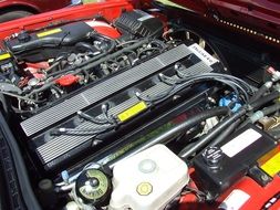 motor of a sports car close-up