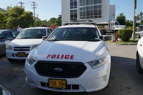 white police car on Grand Cayman