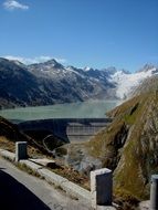 grimsel pass at scenic mountain lake, switzerland