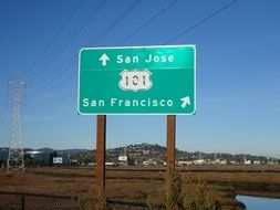 Road street sign with San Francisco and San Jose