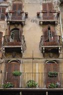 Retro balconies in Verona, Italy