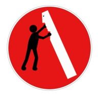 red road sign and funny man