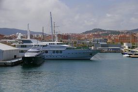 landscape of Boats in Sea Port at Spring in spain, costa del sol