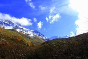 Huanglong, Yellow Dragon, Scenic mountain Area at fall, china