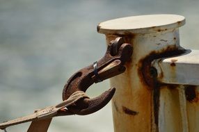 rusty hook for mooring boats