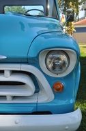 blue Chevrolet truck close-up