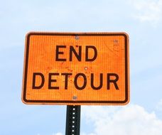 End detour road sign