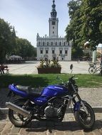 Kawasaki motorcycle stands on the road