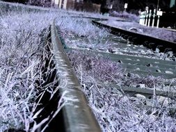 monochrome picture of railway