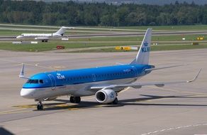aircraft of klm airlines, airport zurich, switzerland