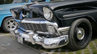 black old chrome car closeup