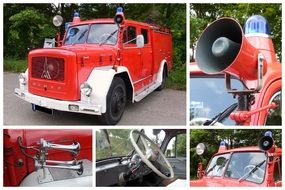 collage with pictures of firetruck