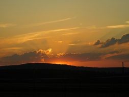 sunset afterglow behind the mountain