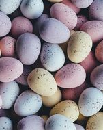 easter eggs in speck close up