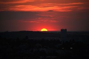 Crimson sunset over Prague