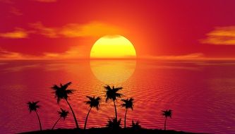 bright tropical sunset