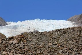 Glacier, Ice on stones, new zealand