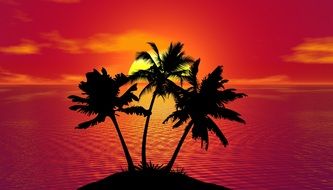 red sunset beach