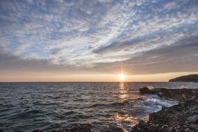 evening sky over the sea in croatia