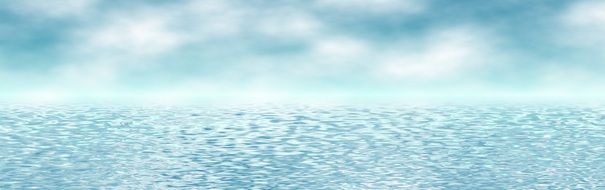 banner with the ocean water under the cloudy sky