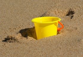 Yellow Bucket on a sand