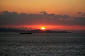 Landscape of river bank at the sunset