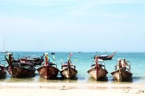 Fishing boats on the beach in Thailand