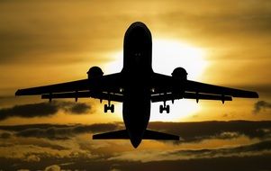 Aircraft outlines sunset view