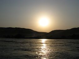 photo of the evening sun over the Nile