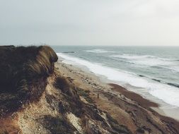 panoramic view of the ocean coastline on a cloudy day