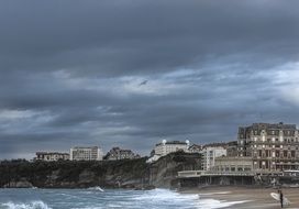 storm waves at the city embankment