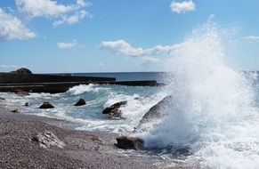 panoramic view of the surf on the beach in crimea