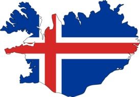 flag of iceland on the map