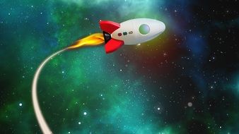 Rocket flying in a space