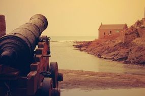 Historic weapon on a beach