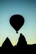 silhouette of the hot air balloon on a sky