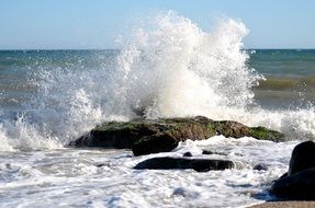 white wave surf on rock