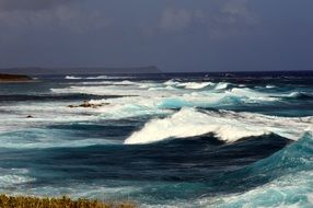 Wavy ocean at stormy day