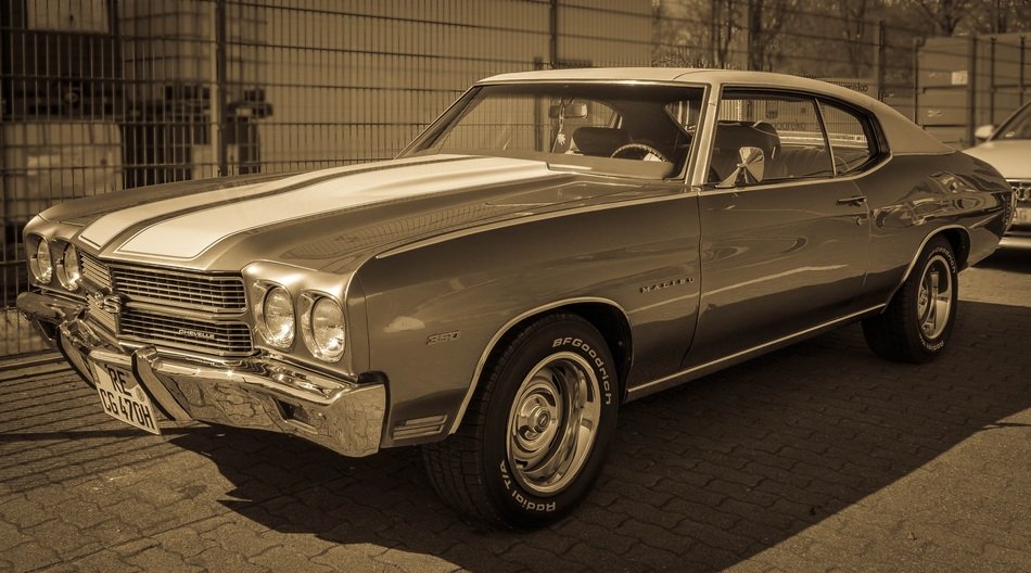 Chevrolet vintage car in monochrome