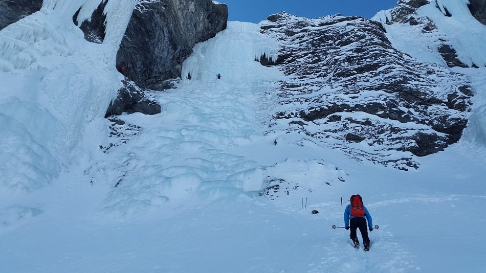 Ice Climbing On North Wall In Switzerland