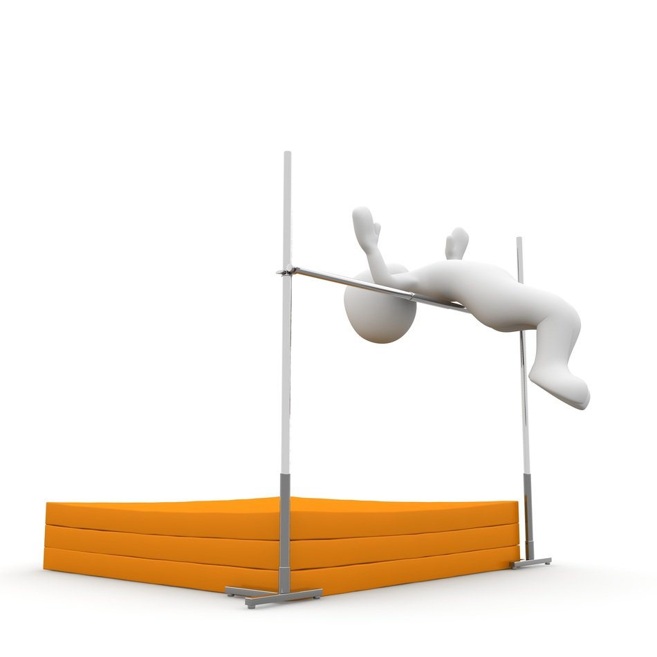 white figure as a high jumper