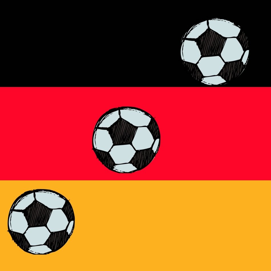 soccer balls on the background of the German flag