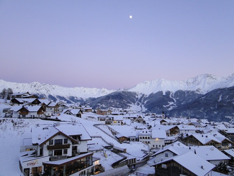 Alpine village in the snow
