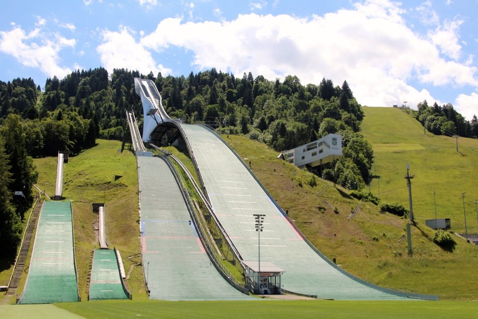 springboards in the mountains of bavaria in summer