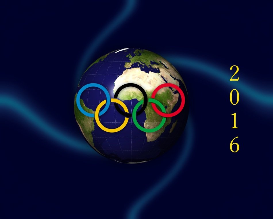 Olympic rings on the background of the globe