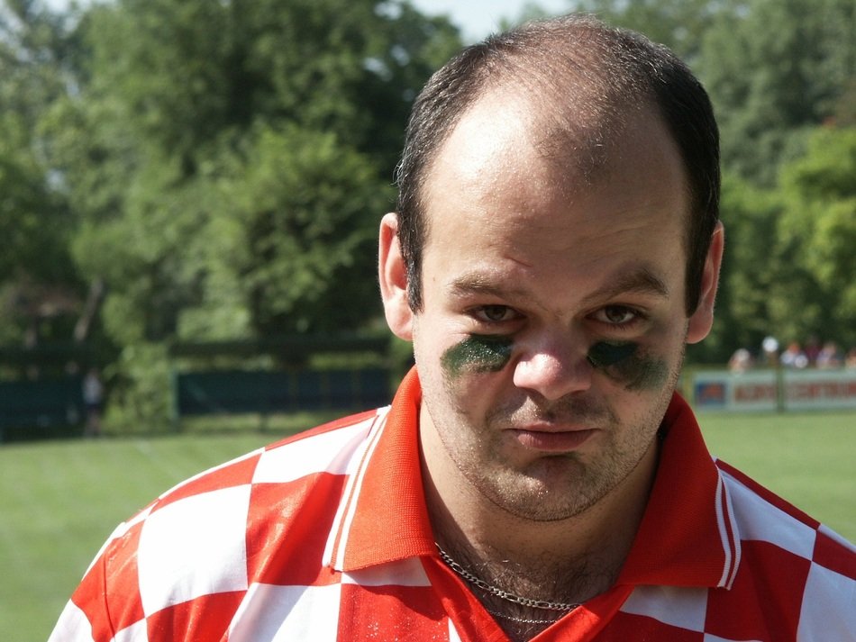 football player with a furious face