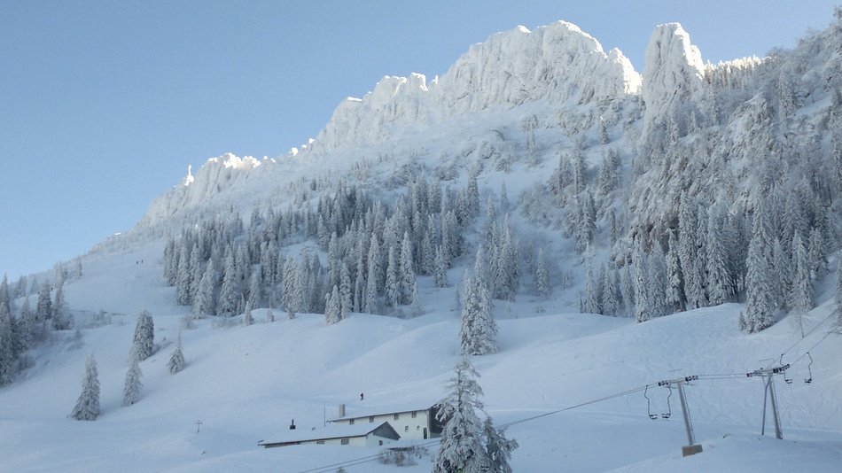 Beautiful landscape of Kampenwand in winter