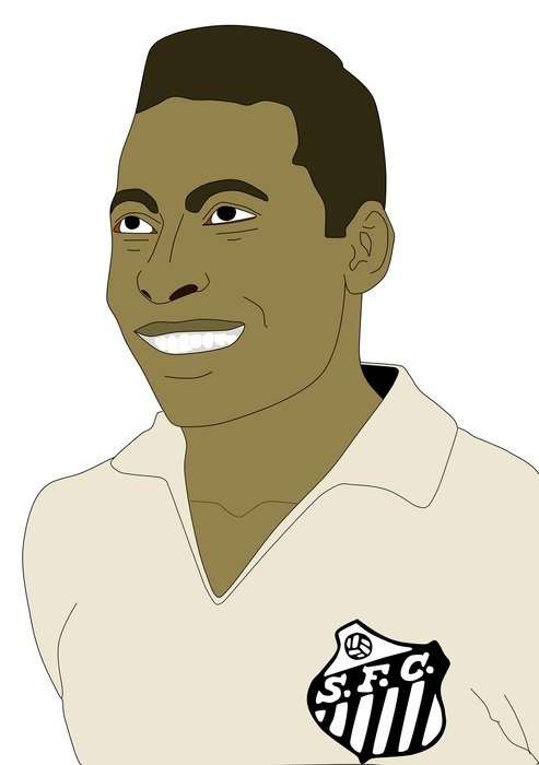Drawing of a PelÃ© football player at white background