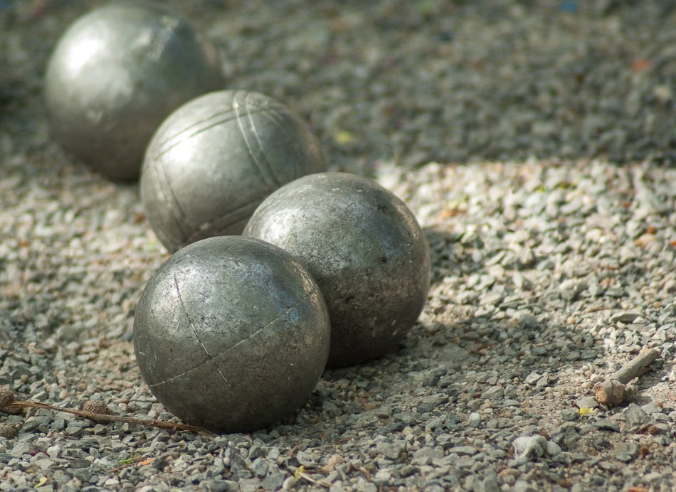 metal ball on the sand