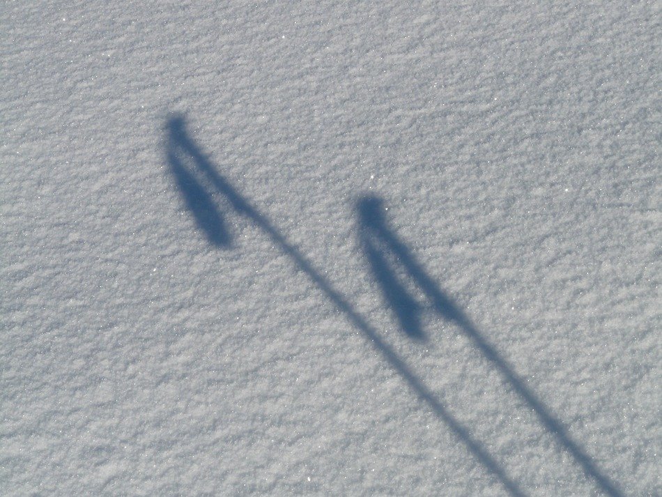 shadow from ski poles in the snow